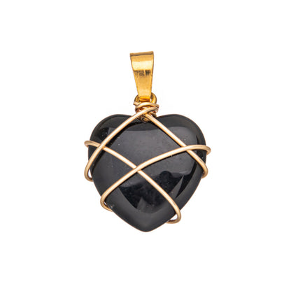 Crystal Agate Gemstone Silk Heart Pendant