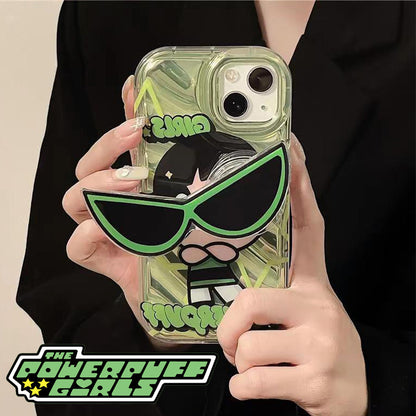 Water Wave Case iPhone15 Pro X Powerpuff Girls Sunglasses Stand