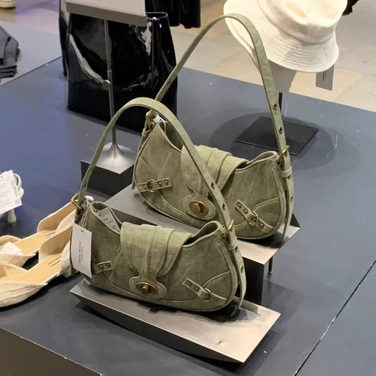Vintage Crossbody Canvas Saddle Bag
