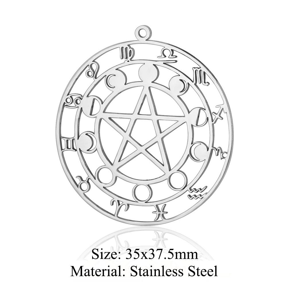 5 pcs/bag witch titanium steel pendant peach heart cross