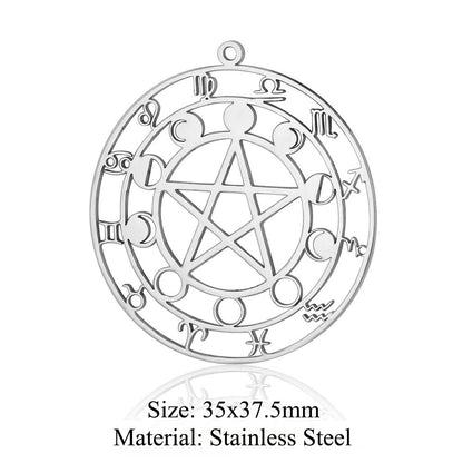 5 pcs/bag witch titanium steel pendant peach heart cross