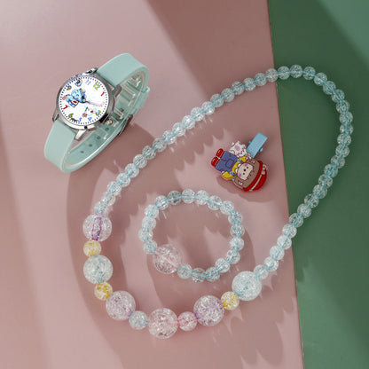 Animal Dial Round Quartz Watch Jewelry Set