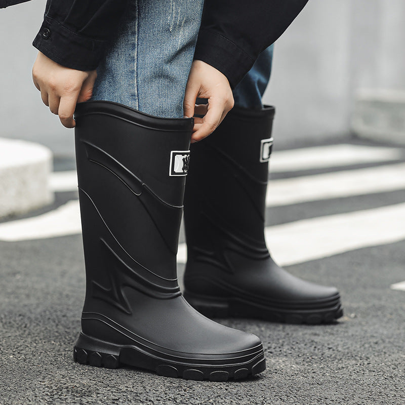 Rain shoes men's European and American style tall tube