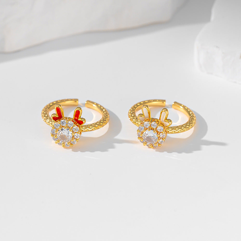 Red Rotatable Dragon Ring Female