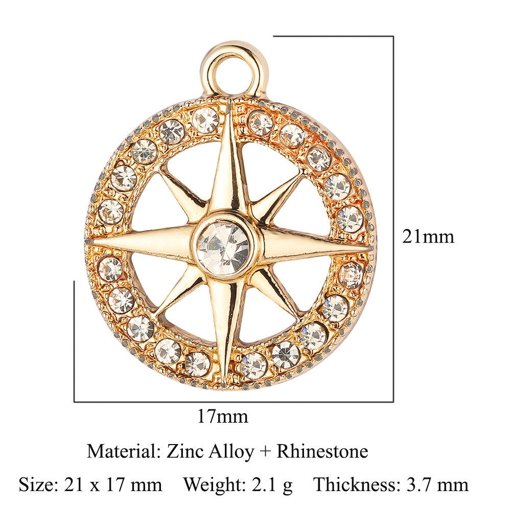 Paquete de 5 colgantes de aleación de zinc con forma de estrella, luna y sol 