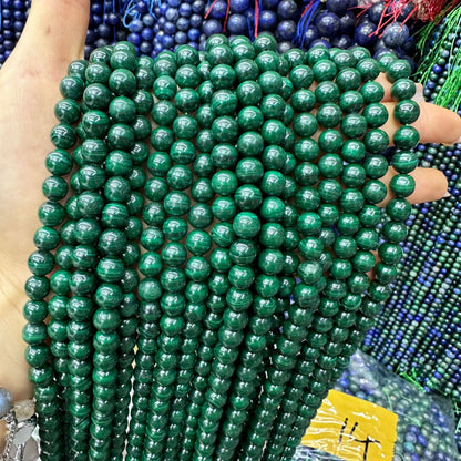 Contas redondas de malaquita natural de 4-12 mm 