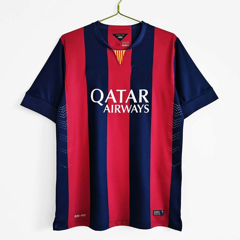 14-15 UCL Barca Home 10 Messi Neymar 9 Su¨¢rez Classic Jersey