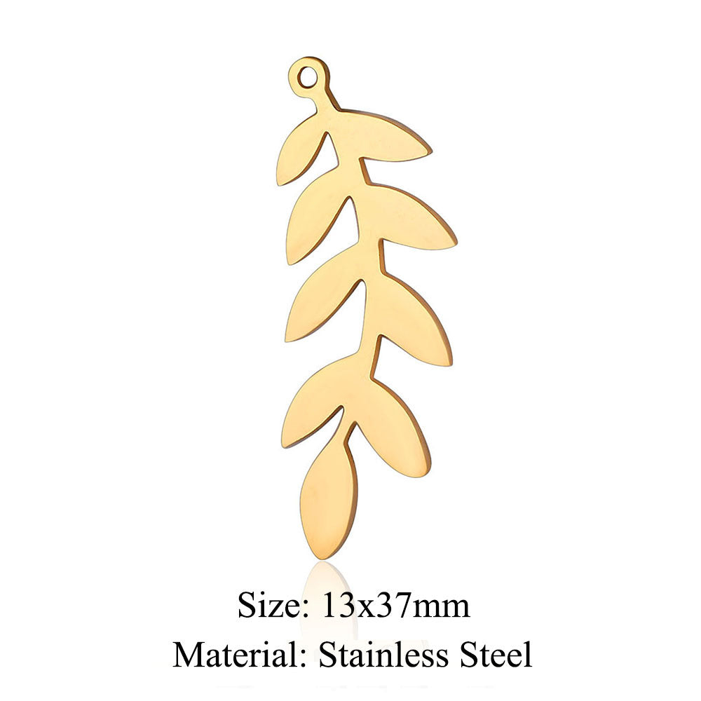 Colgante de acero de titanio con forma de flor y hoja, 5 unidades por bolsa 