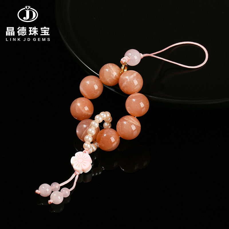 7A Natural Orange Moonstone Mobile Phone Pendant