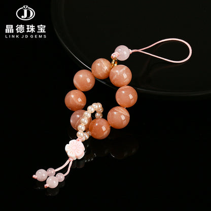 7A Natural Orange Moonstone Mobile Phone Pendant