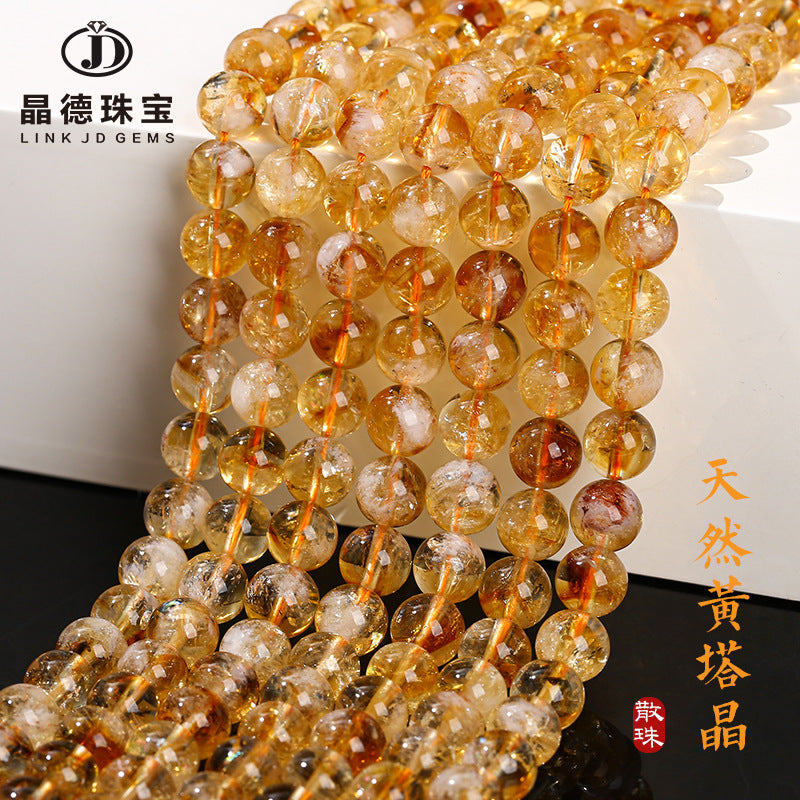 Citrine work in progress round beads wholesale