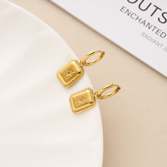 Octagram Diamond Square Earrings