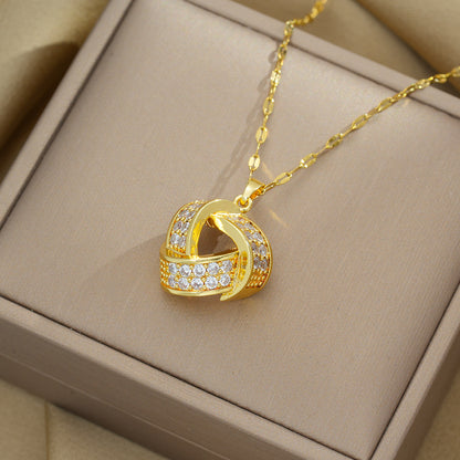 Collar con colgante de circonita geométrica simplista, diseño elegante 