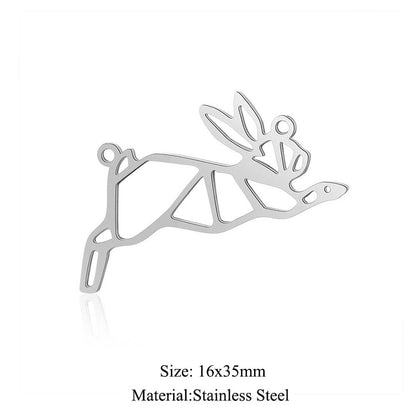 5 pcs/titanium steel large accessories paper-cut animal pendant