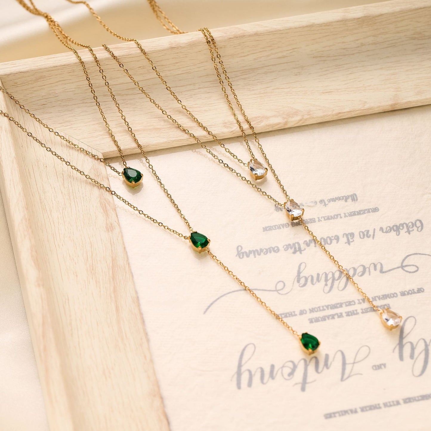 Titanium Steel Double Layer Zircon Necklace