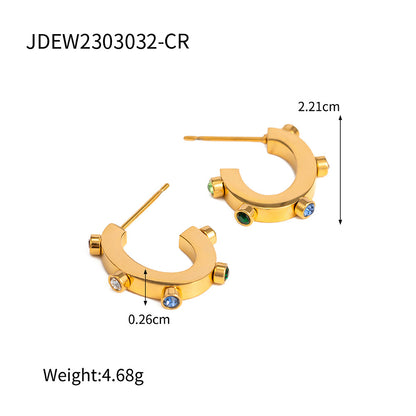 Colored Diamond C-Shaped Earrings