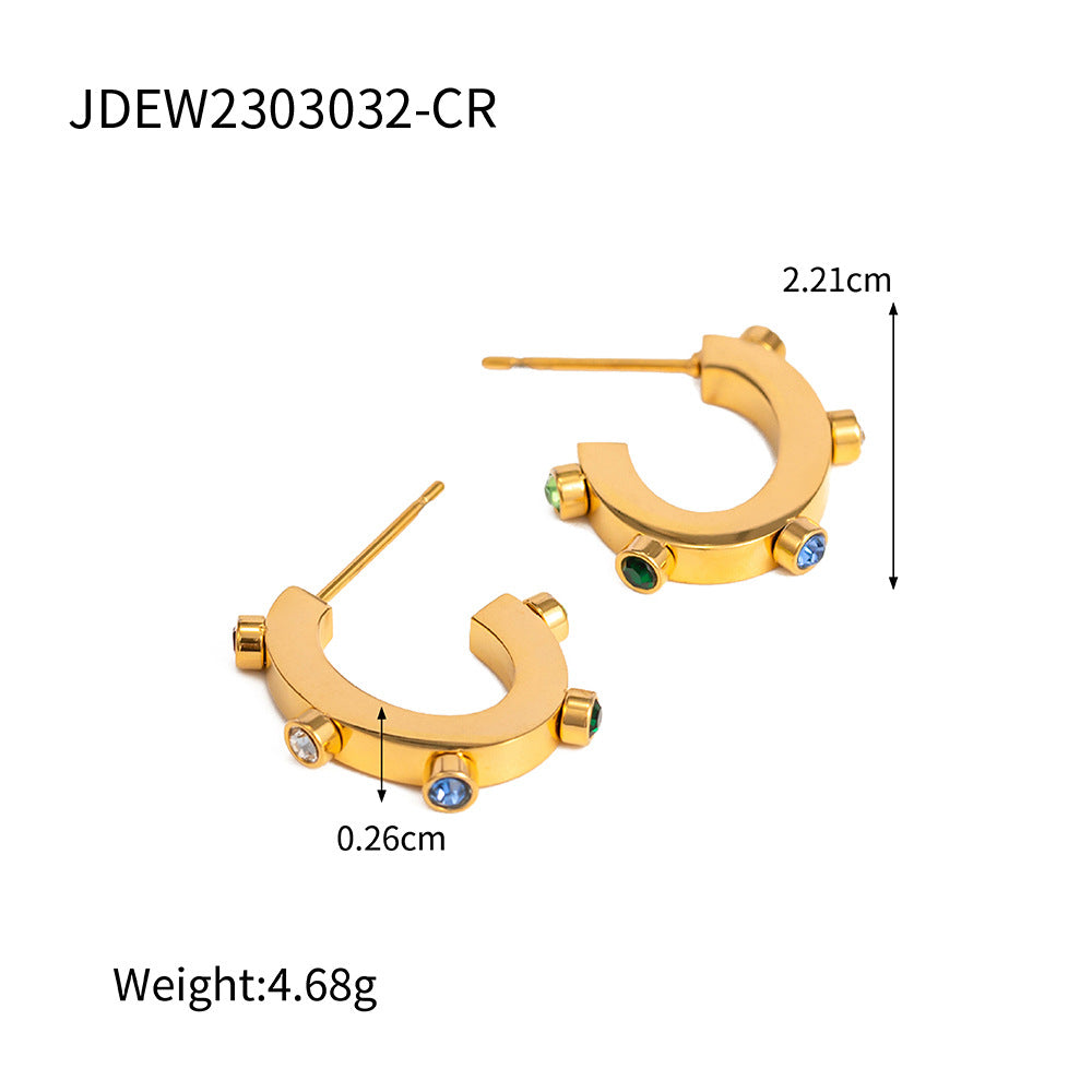 Colored Diamond C-Shaped Earrings