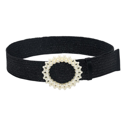 Fashion Pearl Buckle Wide Waist Seal