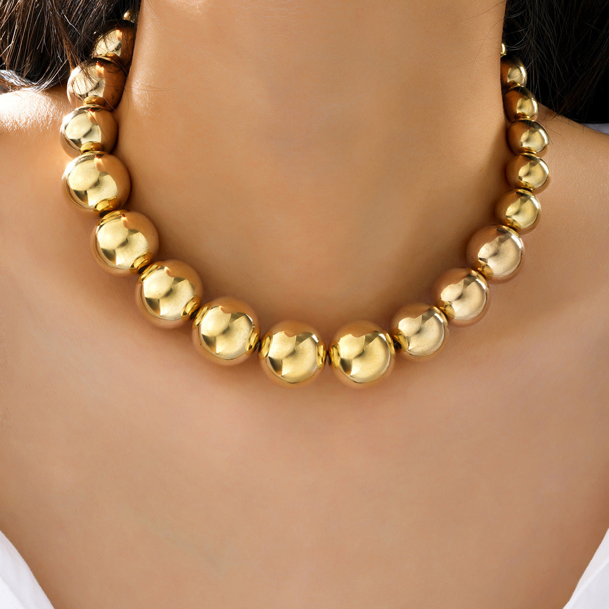 Geometric Gold Bead Necklace