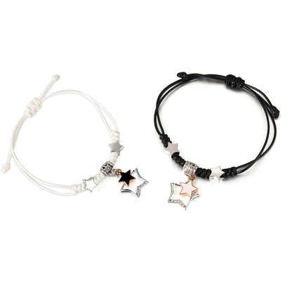 Par de pulseras extraíbles trenzadas en blanco y negro 