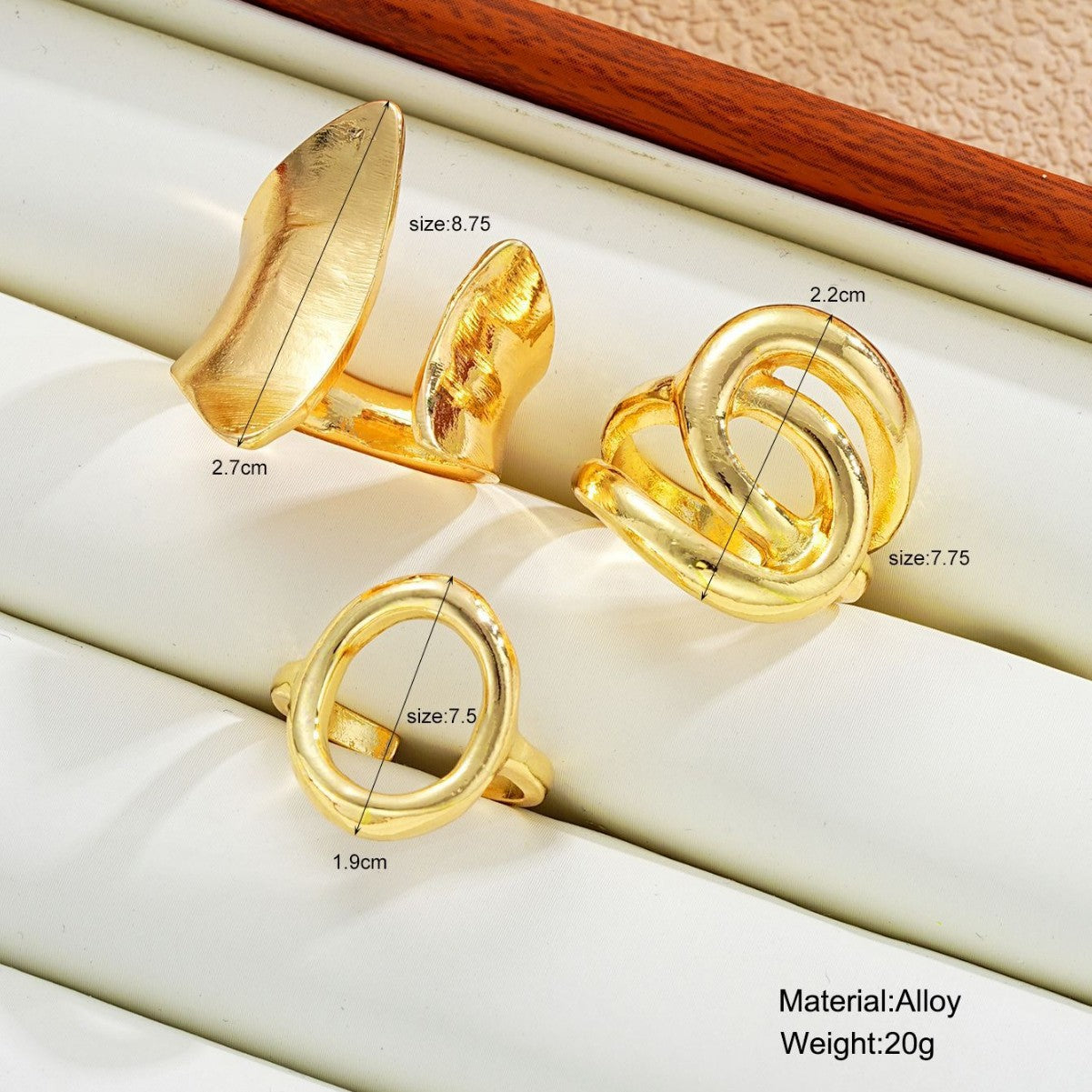 Gold Irregular Hollow Ring Set