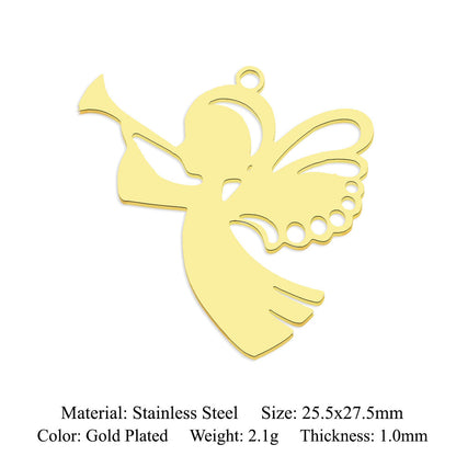 5 pcs/titanium steel pendant with wings angel sun