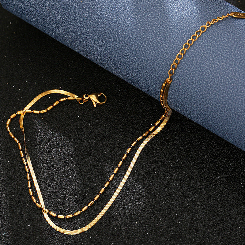 Gold-Plated Titanium Steel Snake Bone Anklet — Lightweight Luxury