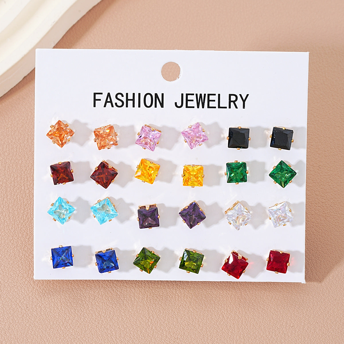Colorful Zircon Stud Earring Set
