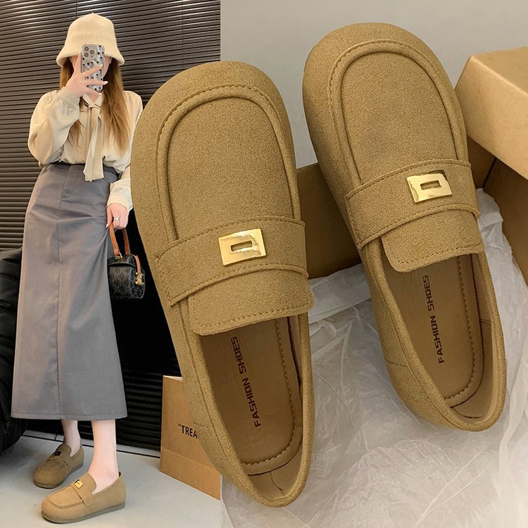 Frosted leather shoes women