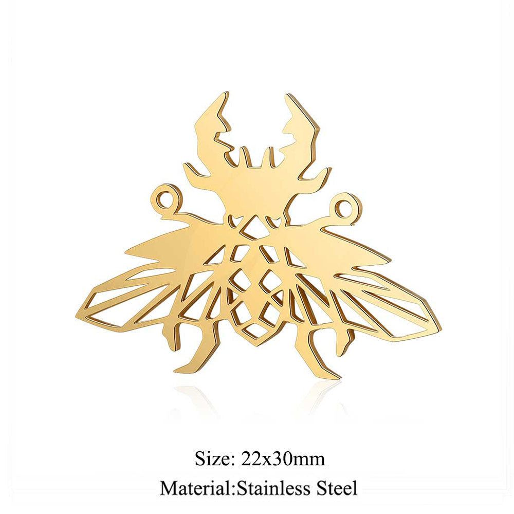 5 pcs/titanium steel paper-cut style animal pendant.