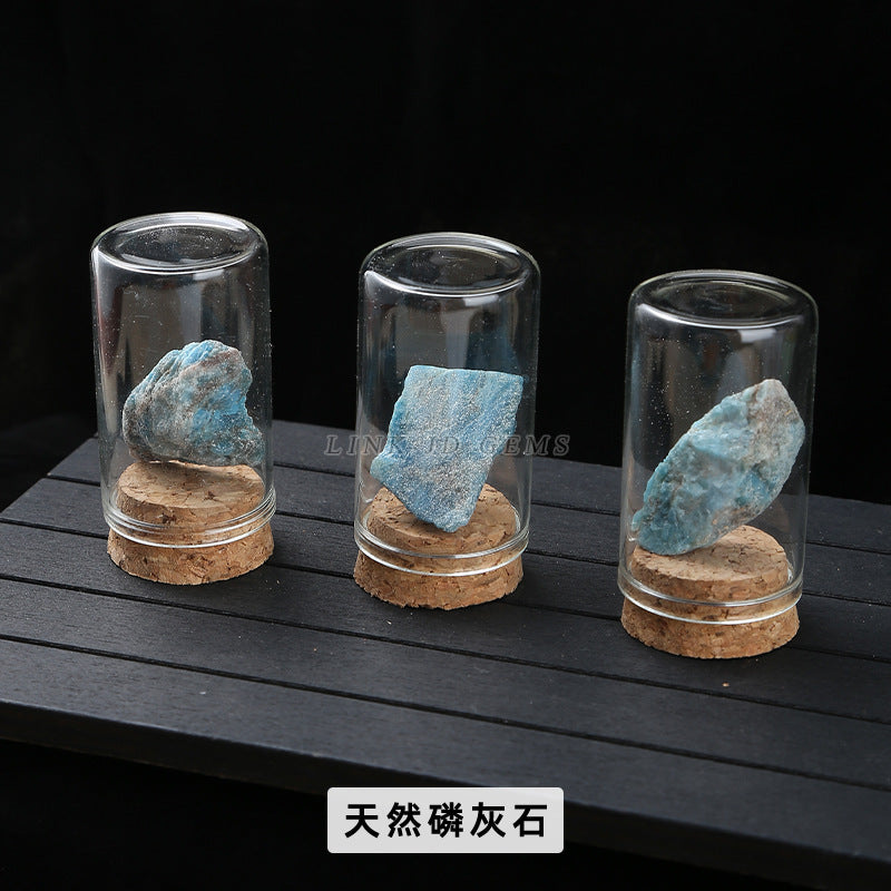 Botella de los deseos con muestra de mineral de roca de cristal 