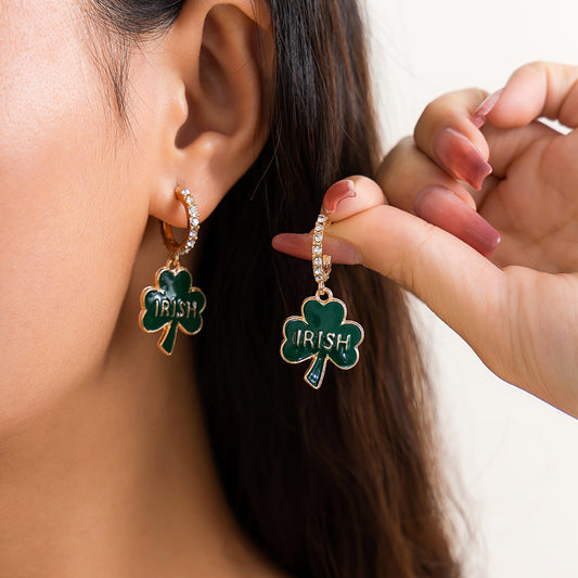 Green beer festival letter earrings