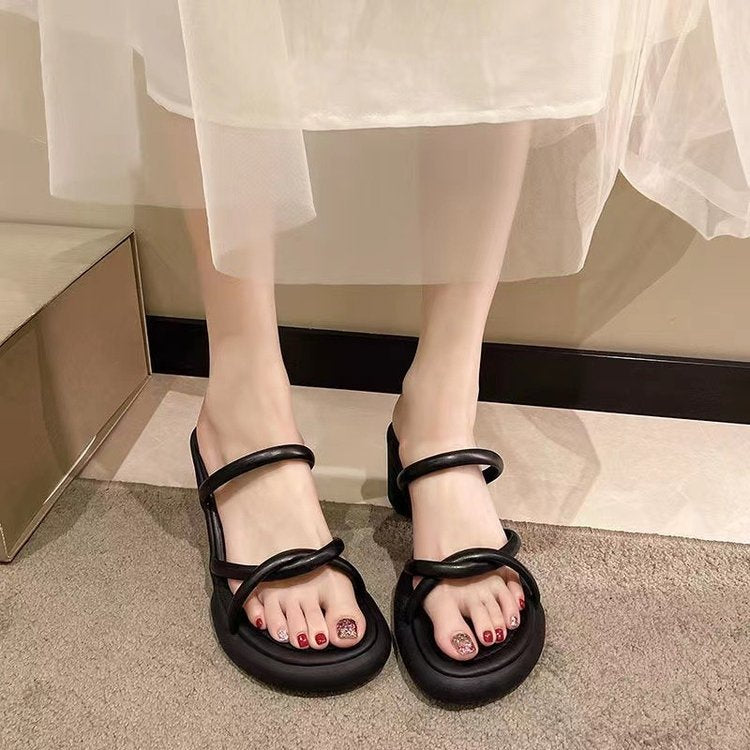 Thick heel fashion women's shoes ins