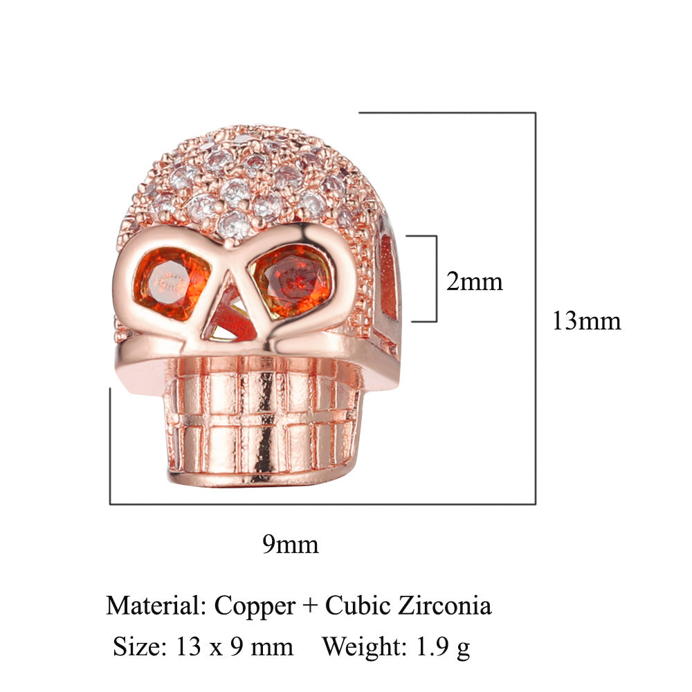 Buddha head skull copper zircon spacer beads