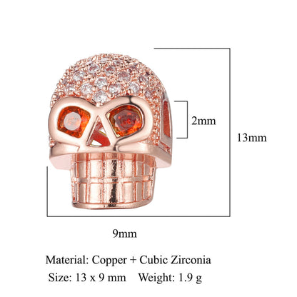 Buddha head skull copper zircon spacer beads