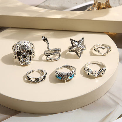 Skull Starfish Joint Ring Owl 7-piece Set