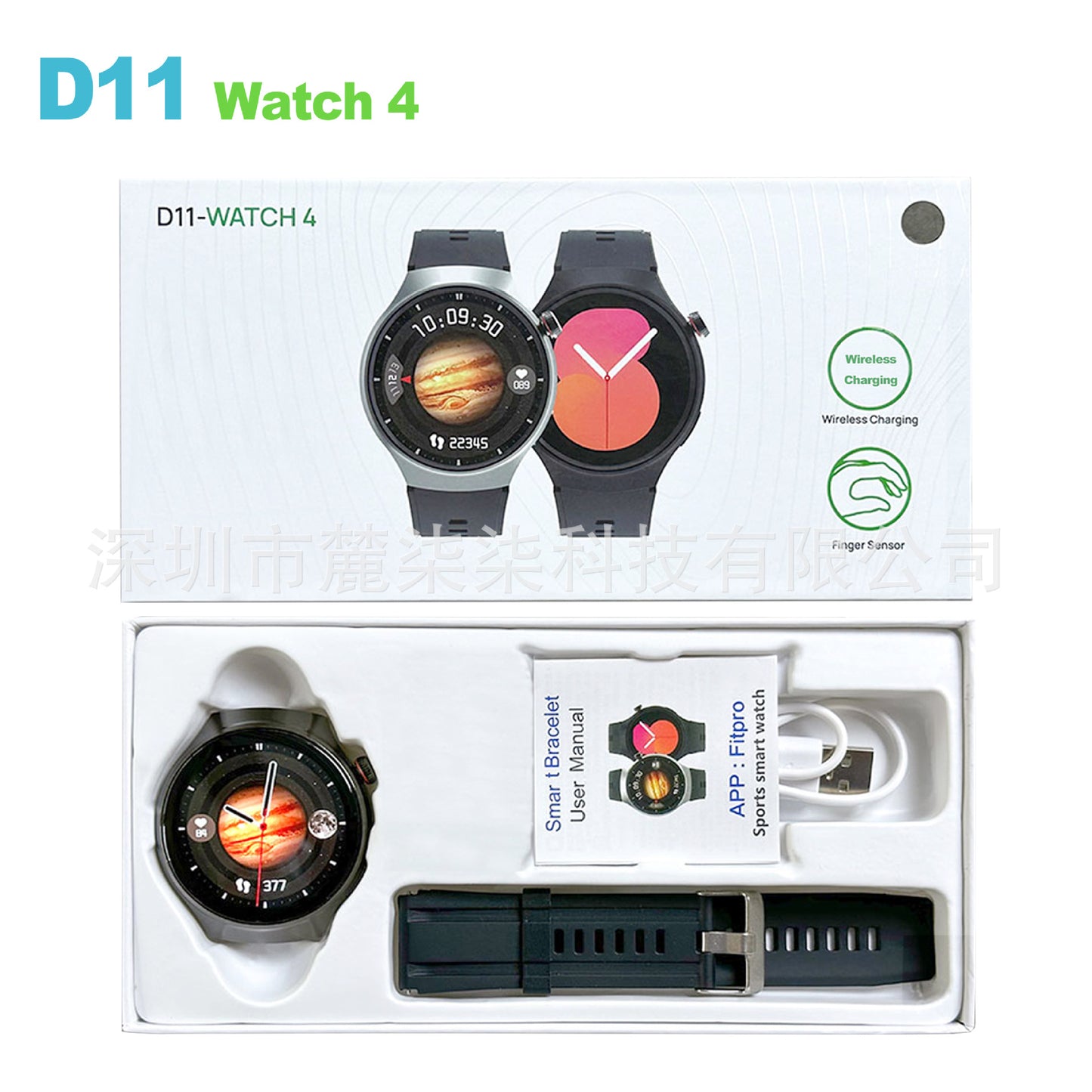 D11 Watch4 Bluetooth Calling Finger Sensor Wireless Charging Round Screen Watch