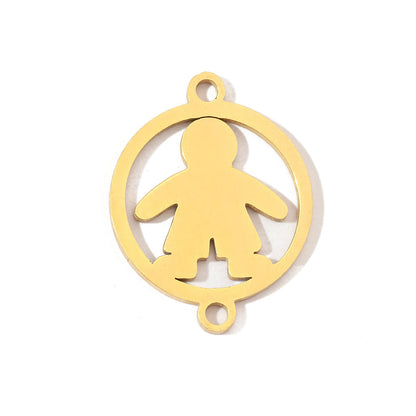 20 pcs/bag boy girl family titanium steel d pendant