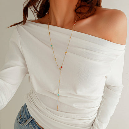 Color crystal y-shaped necklace