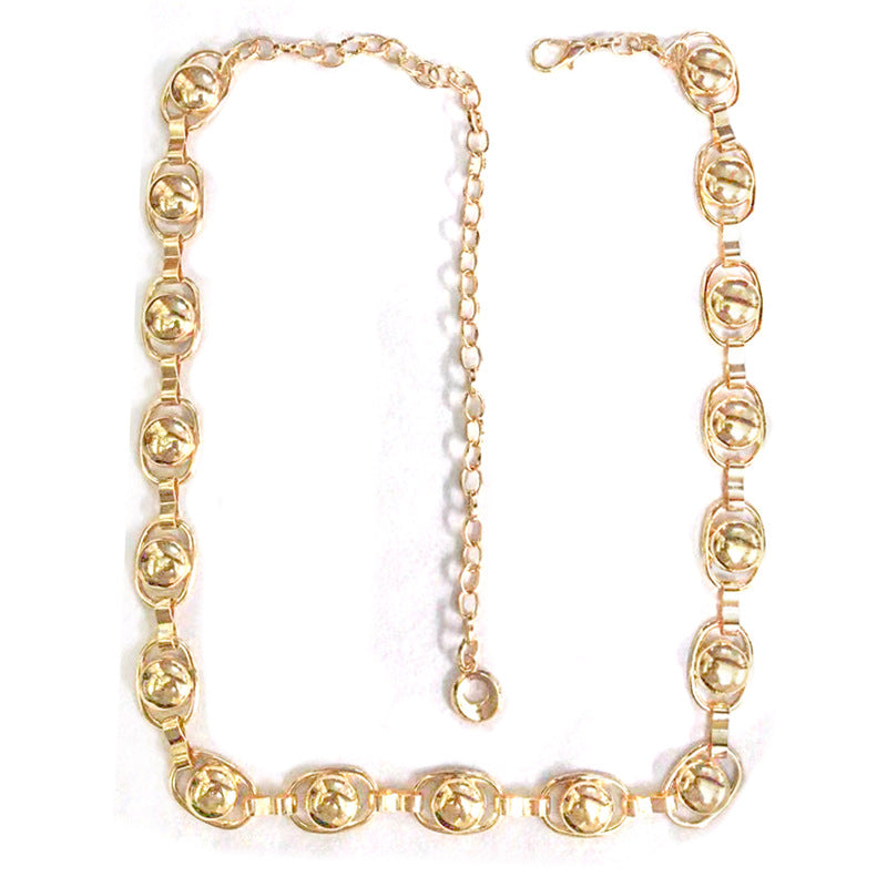 Carved geometric retro waist chain