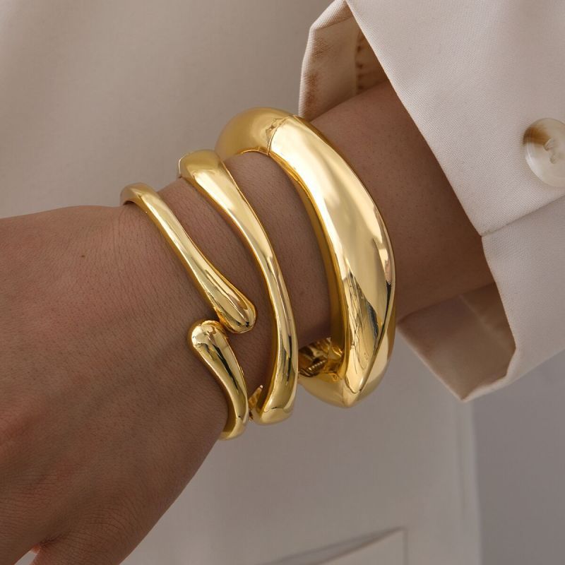 Glossy Metal Opening Bracelet Set