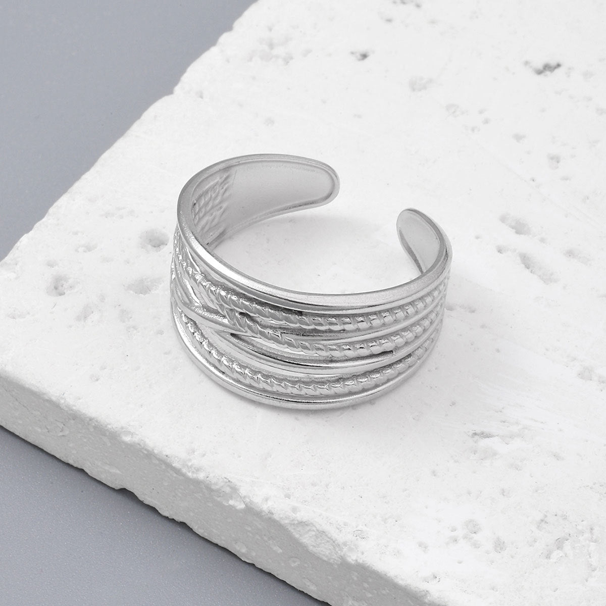 Flower Titanium Steel Ladies Ring Adjustable