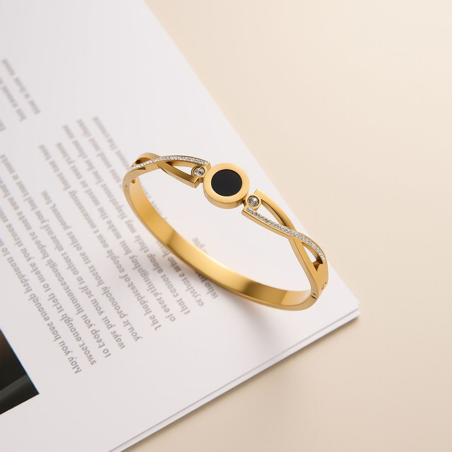 Non-Fading Titanium Steel Roman Numeral Bracelet with Pave Cross