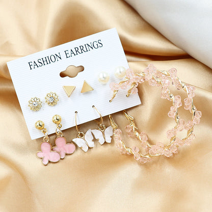 Vintage Alloy Butterfly Snake Stud Earrings