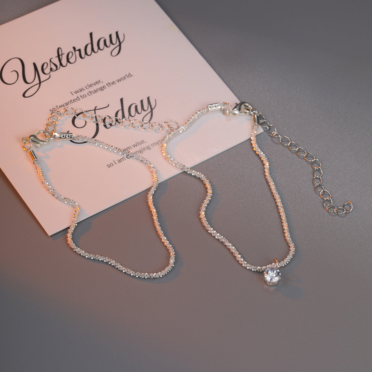 Sparkling Zircon Anklet Set (2 pcs)