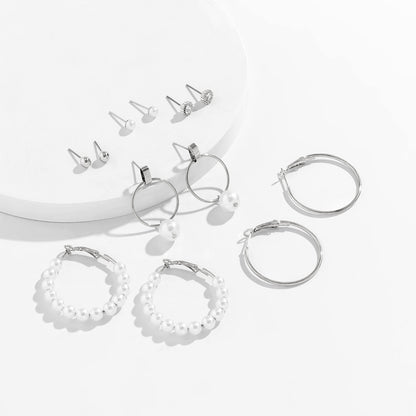 French retro inlaid imitation pearl earrings