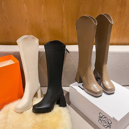 Brown Stretch Tall Boots