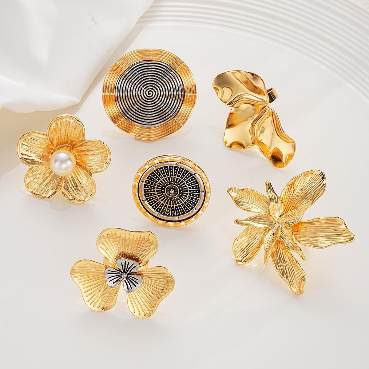 Adjustable Five-Petal Flower Ring