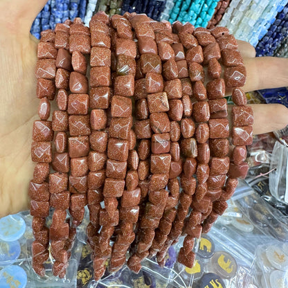 8*8MM 25pcs/string natural stone cut square loose beads