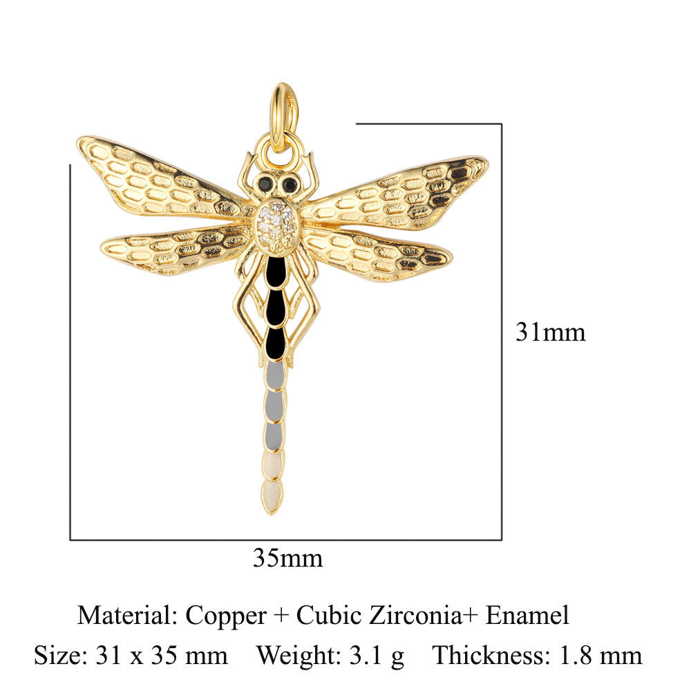 Bee Butterfly Dragonfly Copper Zircon Pendant Devil's Eye